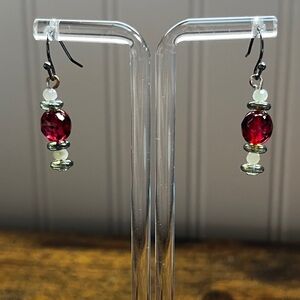 Z  By Zaxie Elegant Gold Tone Dazzling Red Glass Stone Dangle/Drop Earrings